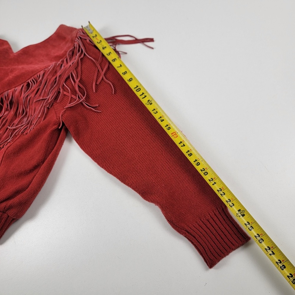 Pioneer Wear Suede Leather Fringe Pull Over Long Sleeve Jacket Womens  Medium - Picture 7 of 9